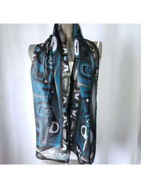 Oscardo Scarf Native Art Indigenous First Nation Polyester 62.5 x 13.5 in